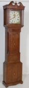 GERGE III 19TH CENTURY OAK INLAID GRANDFATHER CLOCK BY W M CHAMTLER OF TAMWORTH