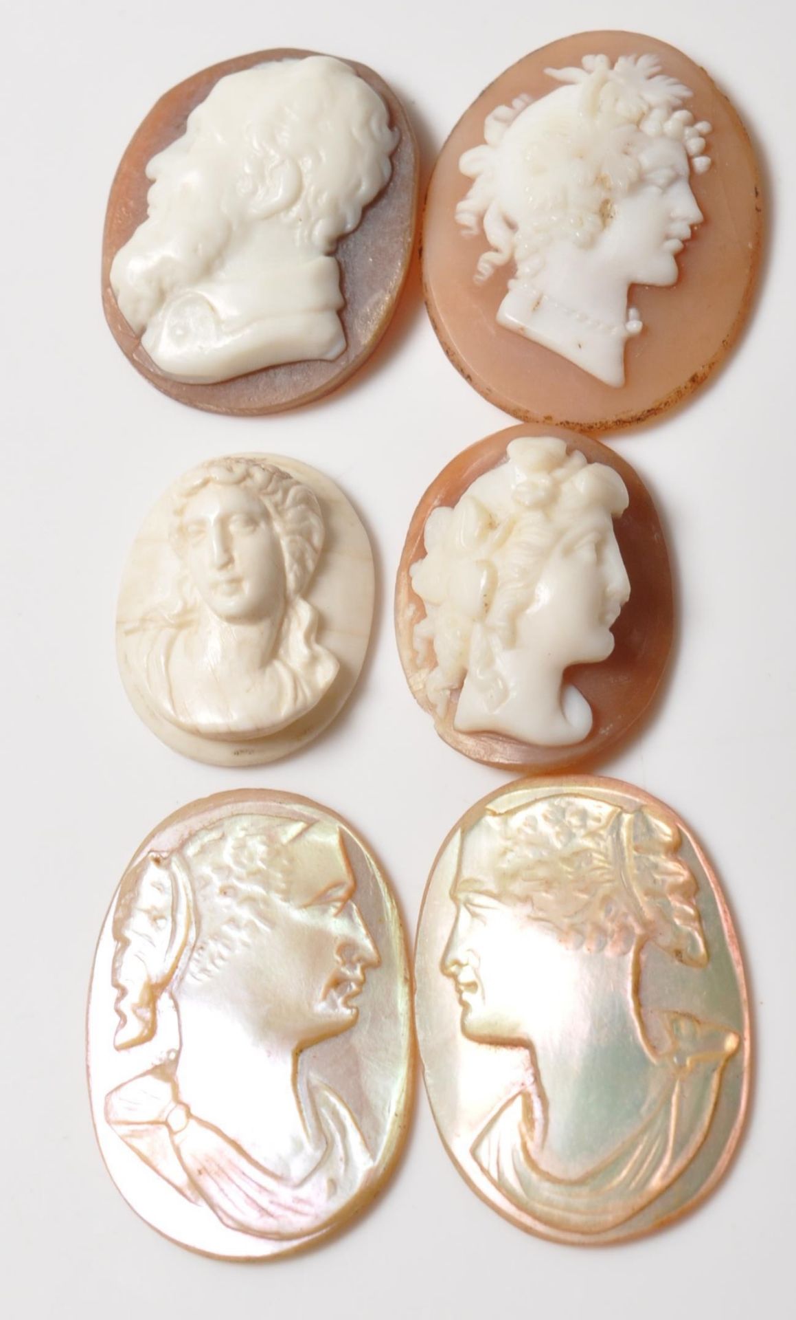 SIX ANTIQUE CARVED CAMEO PANELS