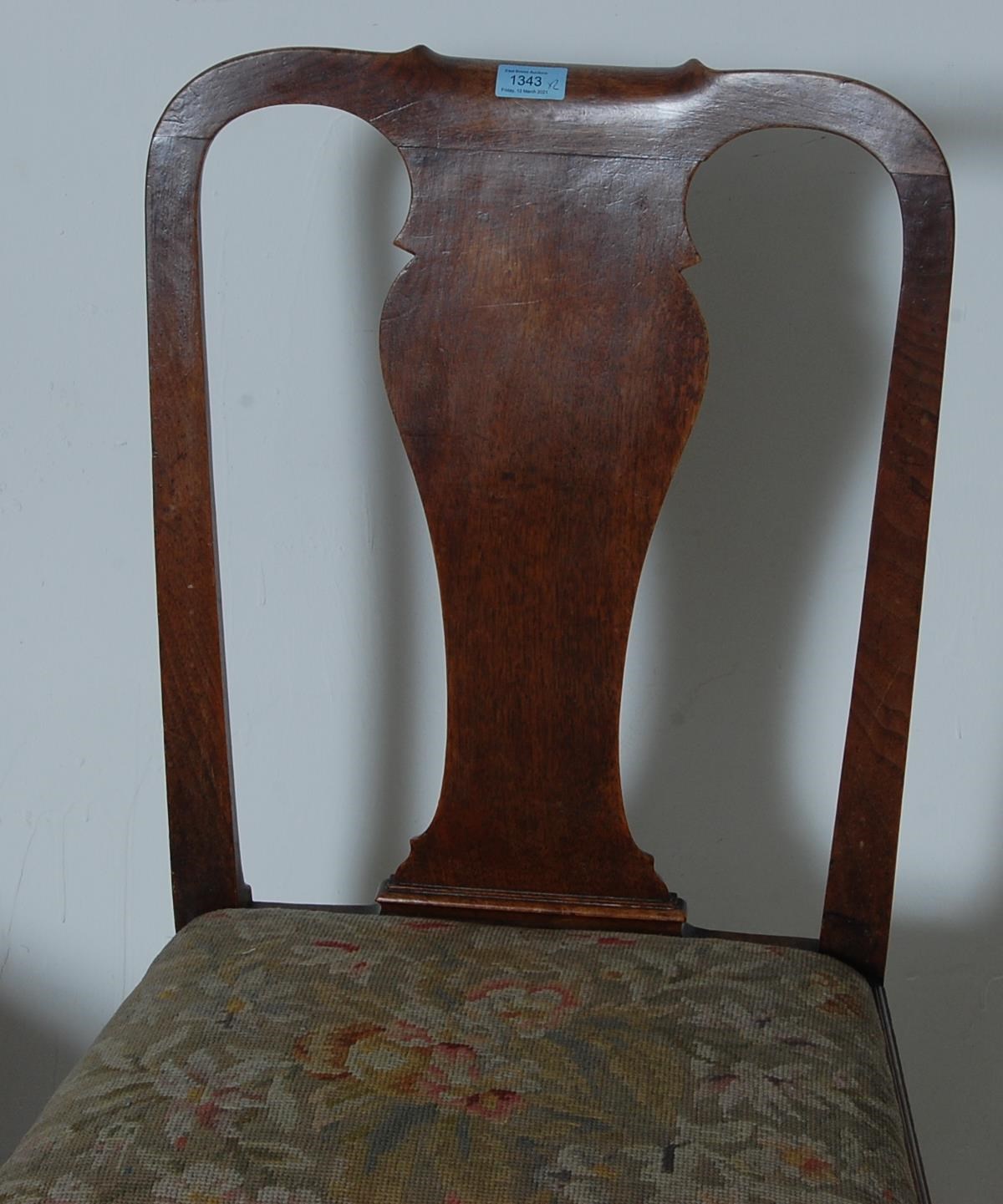 PAIR 18TH CENTURY QUEEN ANNE OAK BEDROOM CHAIRS - Image 6 of 8