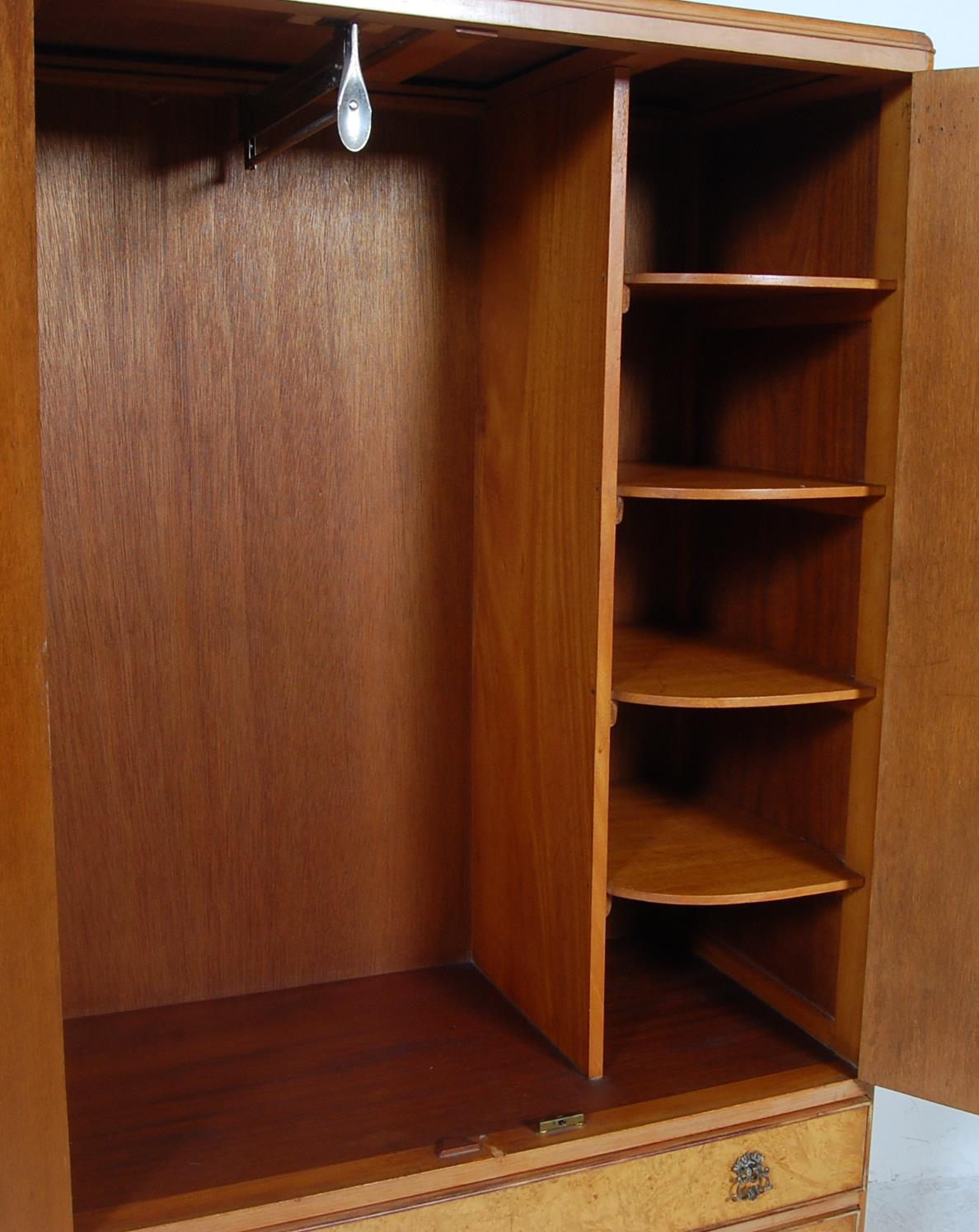 MID CENTURY QUEEN ANNE REVIVAL BURR WALNUT WARDROBE - Image 4 of 8