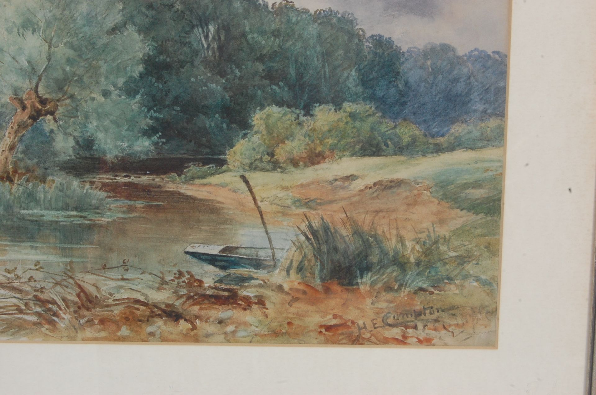 ENGLISH SCHOOL WATERCOLOUR PAINTING - SIGNED COMPTON - Bild 3 aus 6