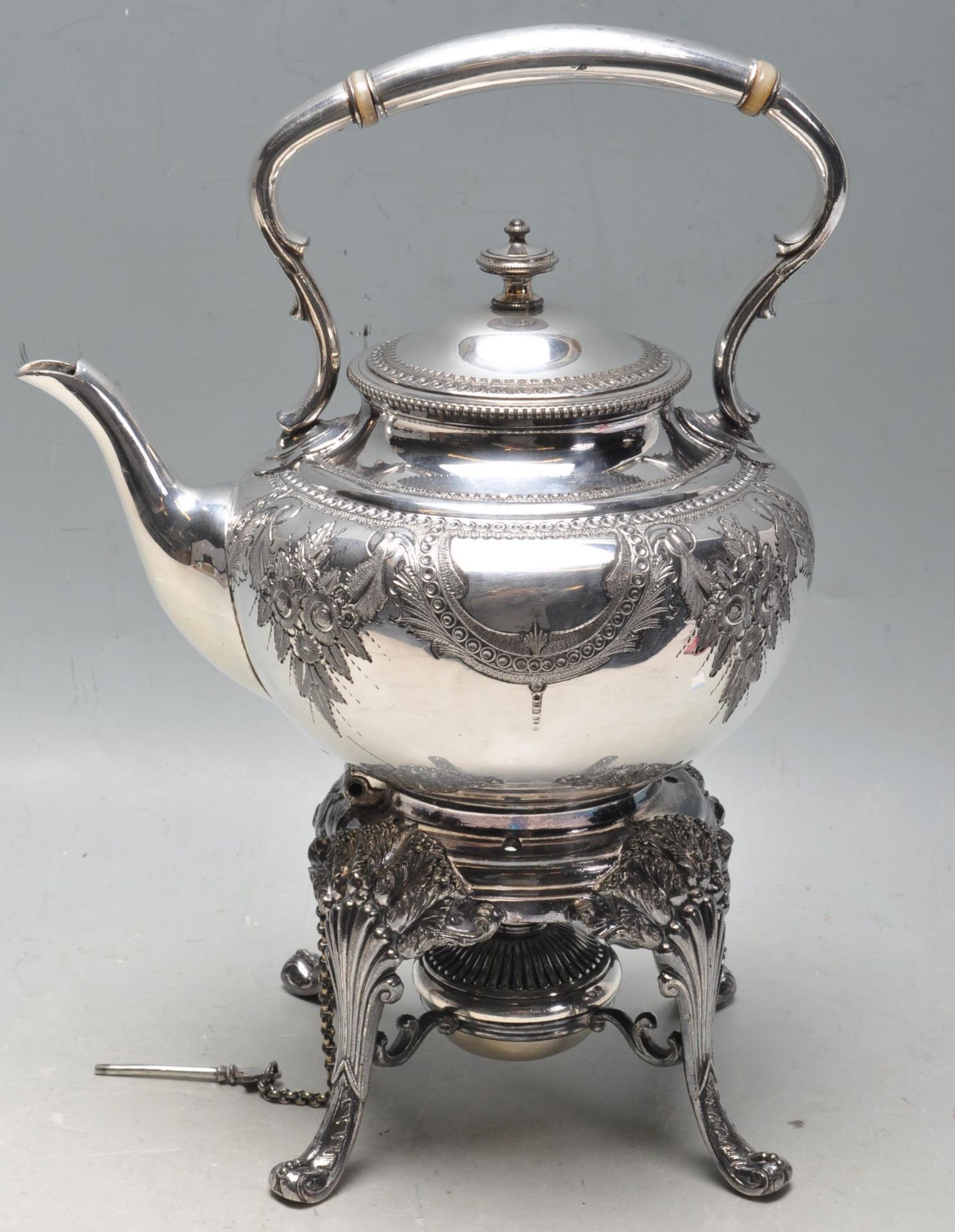 20TH CENTURY SILVER PLATE SPIRIT KETTLE BY JAMES DEAKIN & SONS