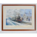 RAILWAY INTEREST - STEAMING THROUGH THE SNOW AT BITTON - LTD ED PRINT