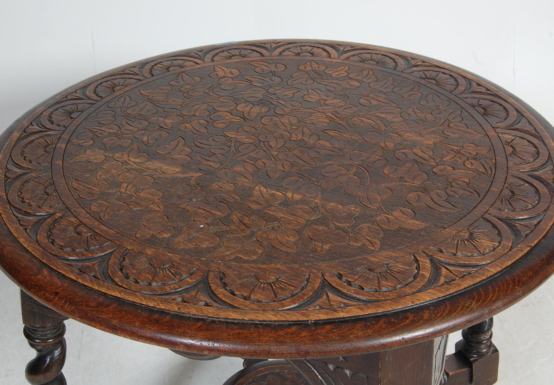 19TH CENTURY VICTORIAN CARVED OAK TABLE & CHAIRS - Image 4 of 19