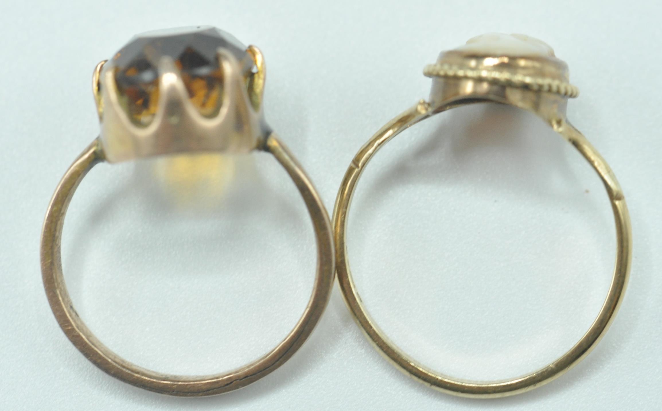 TWO 9CT GOLD RINGS INCLUDING CITRINE AND CAMEO - Image 5 of 5