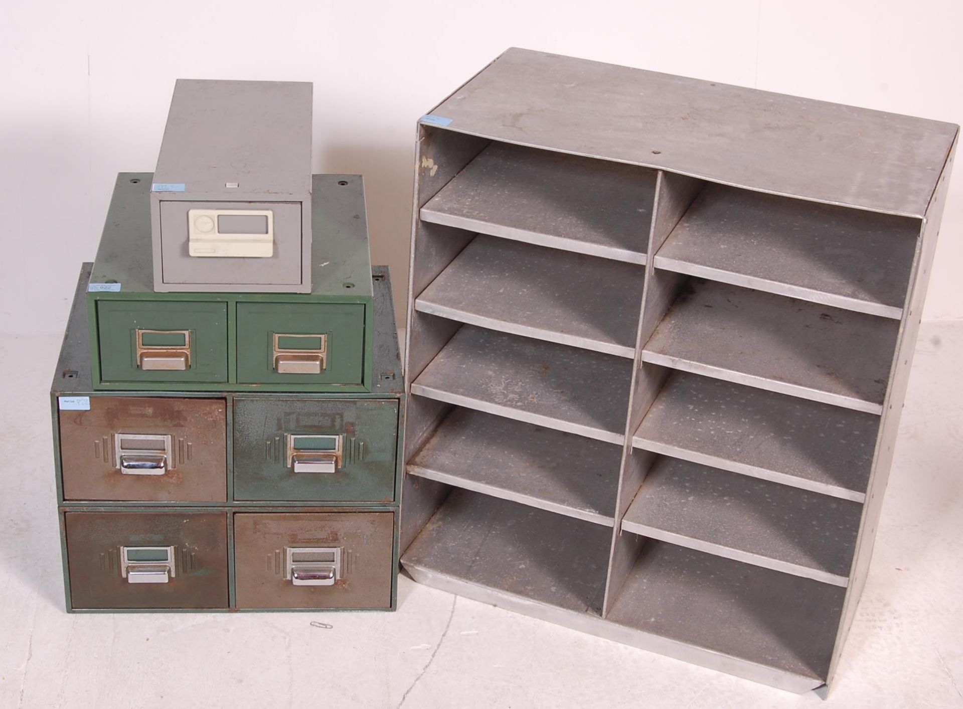 COLLECTION OF RETRO VINTAGE INDUSTRIAL FACTORY METAL FILING CABINETS - Image 2 of 9