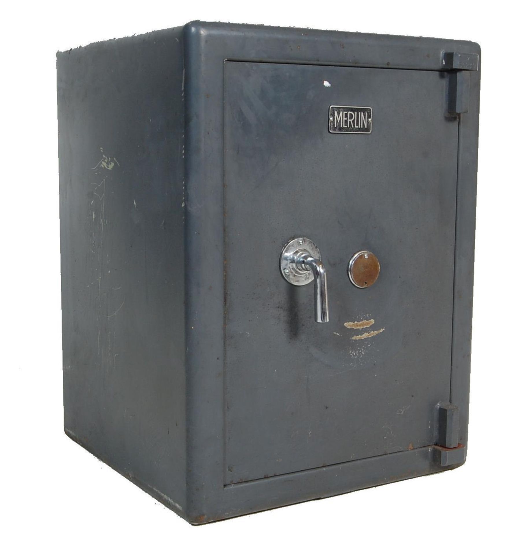 MID CENTURY INDUSTRIAL MERLIN CAST IRON SAFE