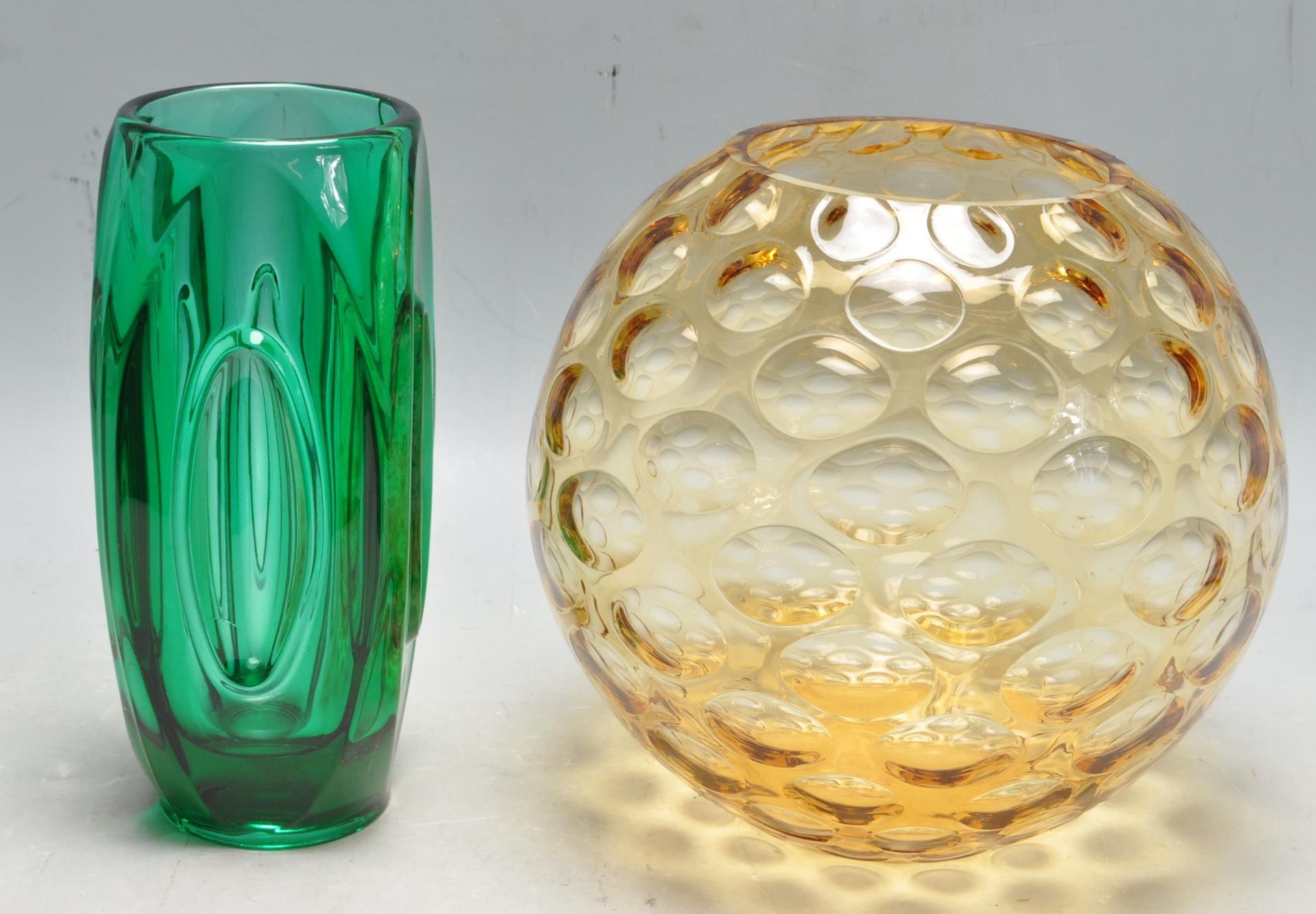 TWO MID CENTURY CZECHOSLOVAKIAN STUDIO ART GLASS VASES