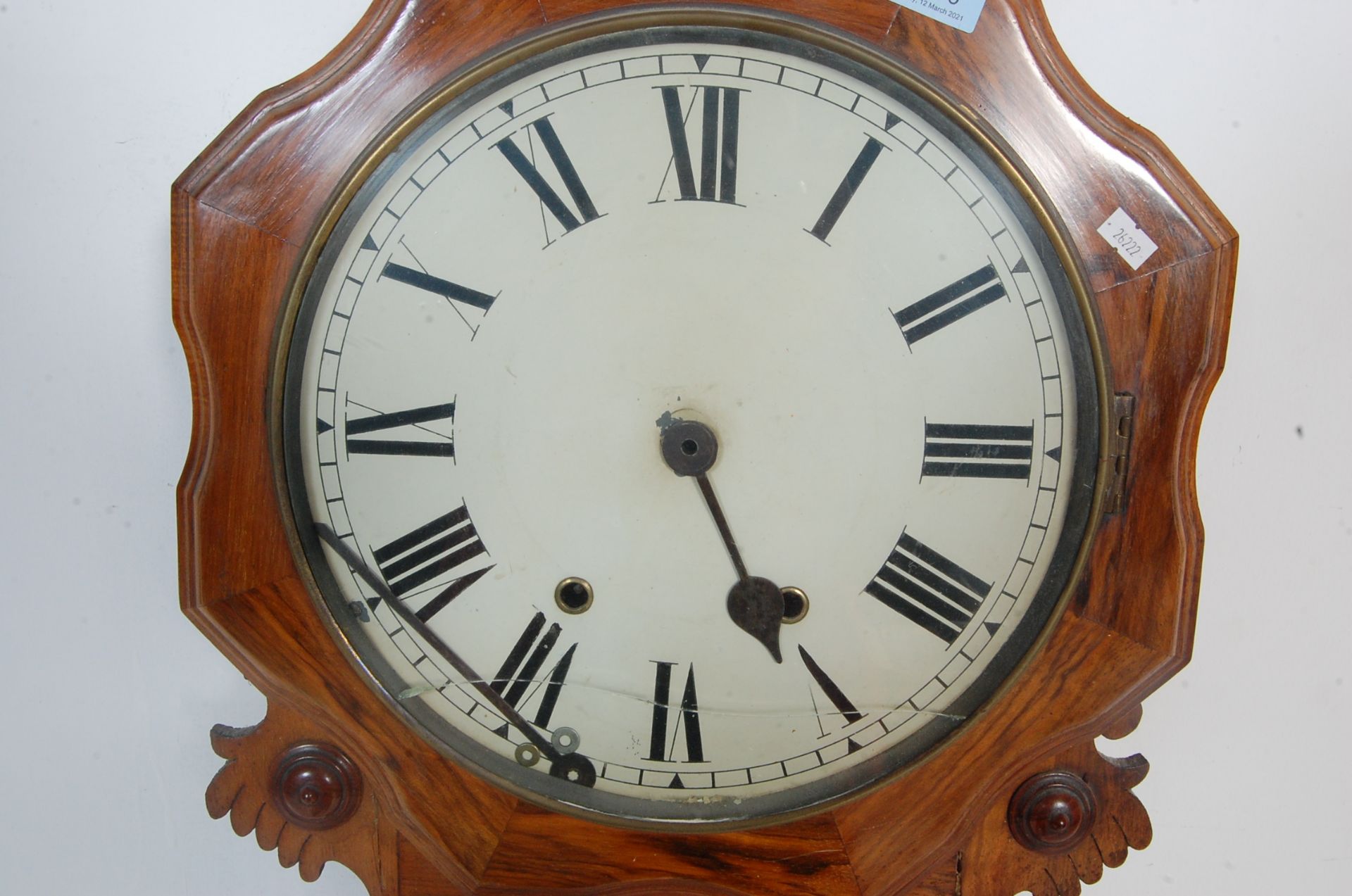 19TH CENTURY WALNUT CASED DROP DIAL STATION CLOCK - Image 6 of 7