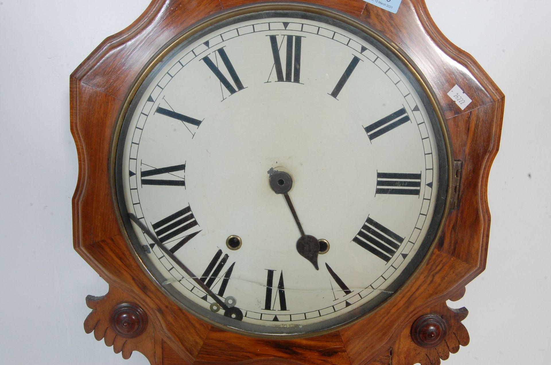 19TH CENTURY WALNUT CASED DROP DIAL STATION CLOCK - Bild 6 aus 7