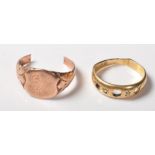 TWO ANTIQUE 18CT & 9CT GOLD RINGS