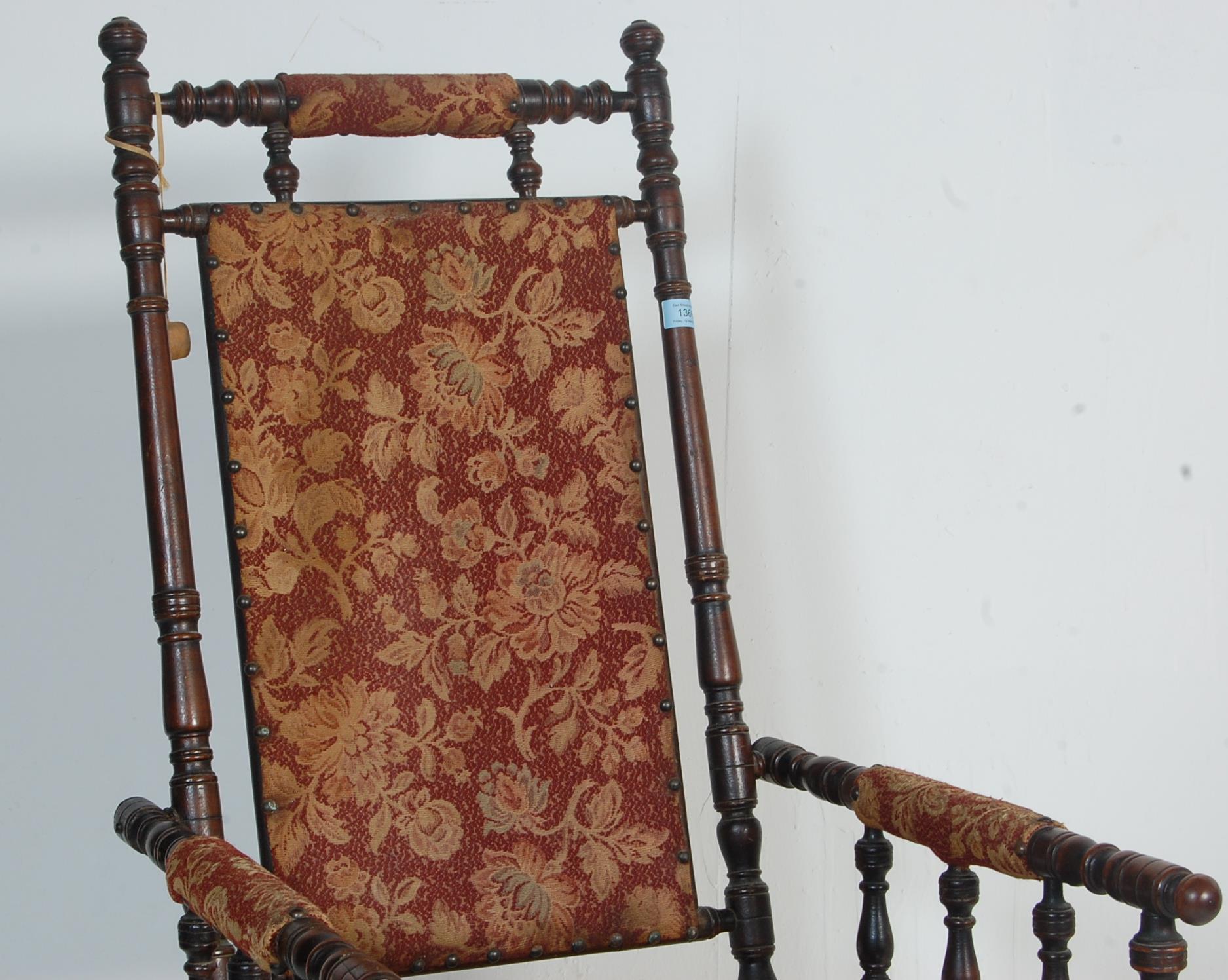 19TH CENTURY VICTORIAN BOSTON ROCKING CHAIR - Image 4 of 7