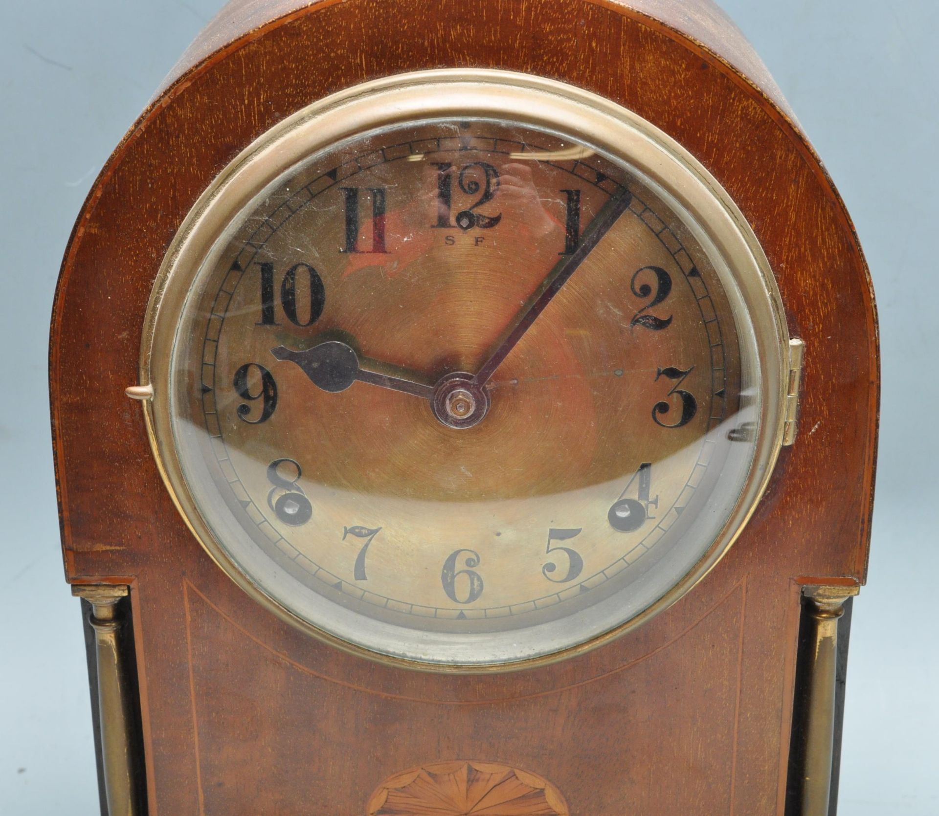 EARLY 20TH CENTURY EDWARDIAN ANTIQUE MAHOGANY CASED MANTEL CLOCK