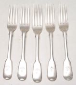 FIVE VICTORIAN JOSEPH & ALBERT SAVORY DESSERT FORKS