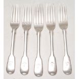 FIVE VICTORIAN JOSEPH & ALBERT SAVORY DESSERT FORKS