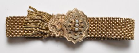 VICTORIAN GILT AND PEARL TASSEL BRACELET