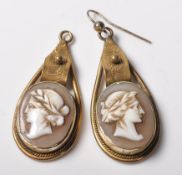 PAIR OF VICTORIAN CAMEO DROP EARRINGS