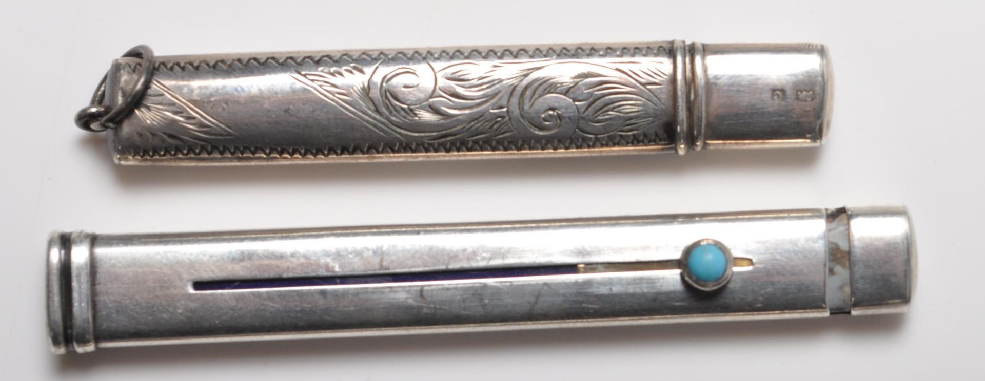 TWO HALLMARKED STERLING SILVER PENKNIVES AND TWO HALLMARKED STERLING SILVER PENCILS. - Image 2 of 8