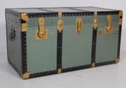 EARLY 20TH CENTURY FAUX SHAGRIN STEAMER TRUNK CHEST