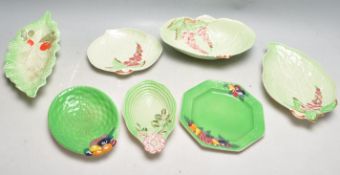 COLLECTION OF EARLY 20TH CENTURY 1930S CARLON WARE GREEN LEAF PLATES