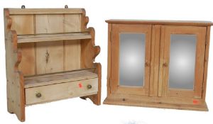 COUNTRY PINE WALL SHELF AND DRAWER WITH CABINET