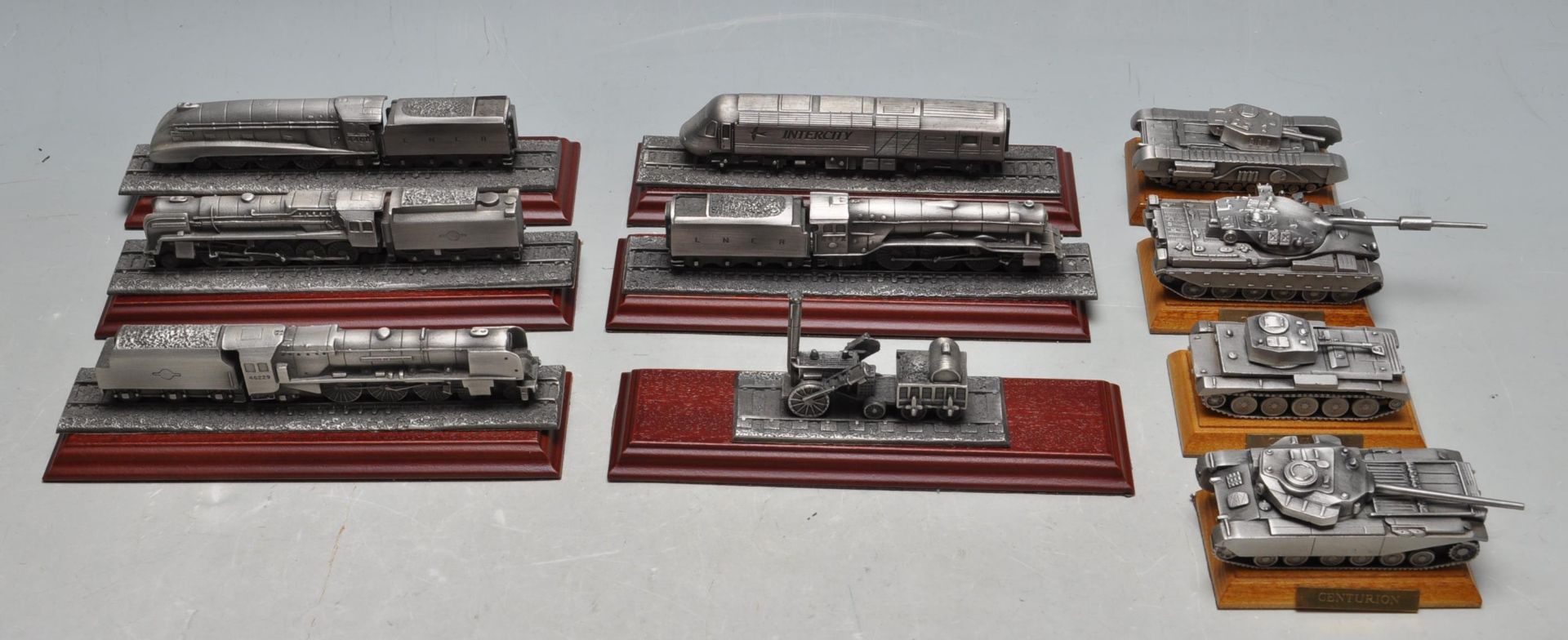 COLLECTION OF ROYAL HAMPSHIRE ART FOUNDRY PEWTER TRAINS AND LOCOMOTIVES