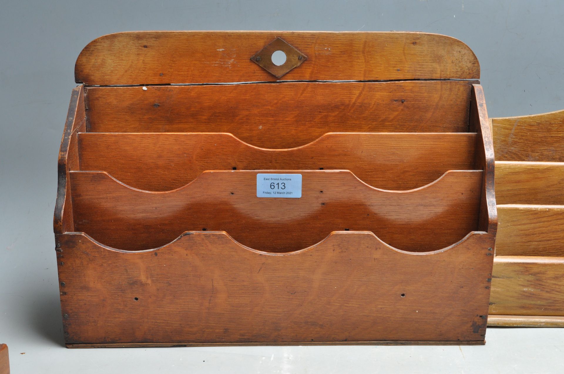 THREE 20TH CENTURY FAILING DESK TOP POCKET AND A RECTANGULAR WOODEN BOX - Bild 5 aus 6