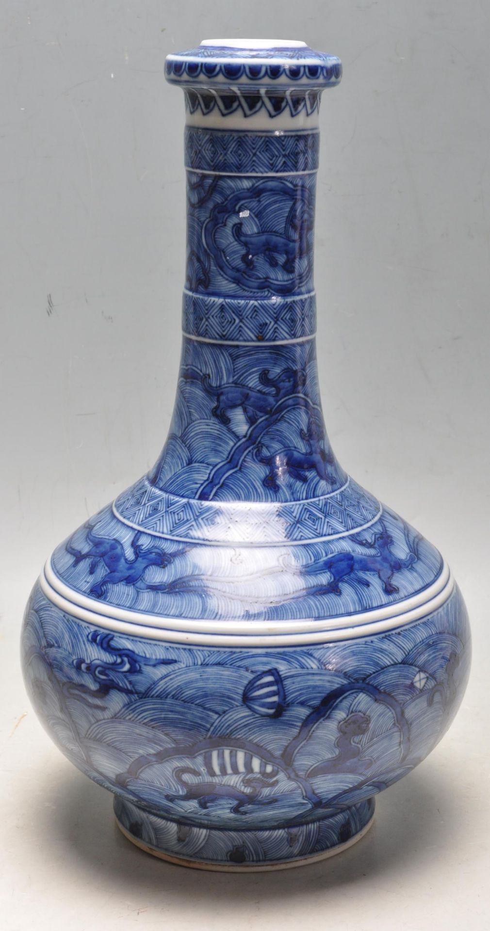 ANTIQUE CHINESE KANXI GARLIC MOUTH VASE