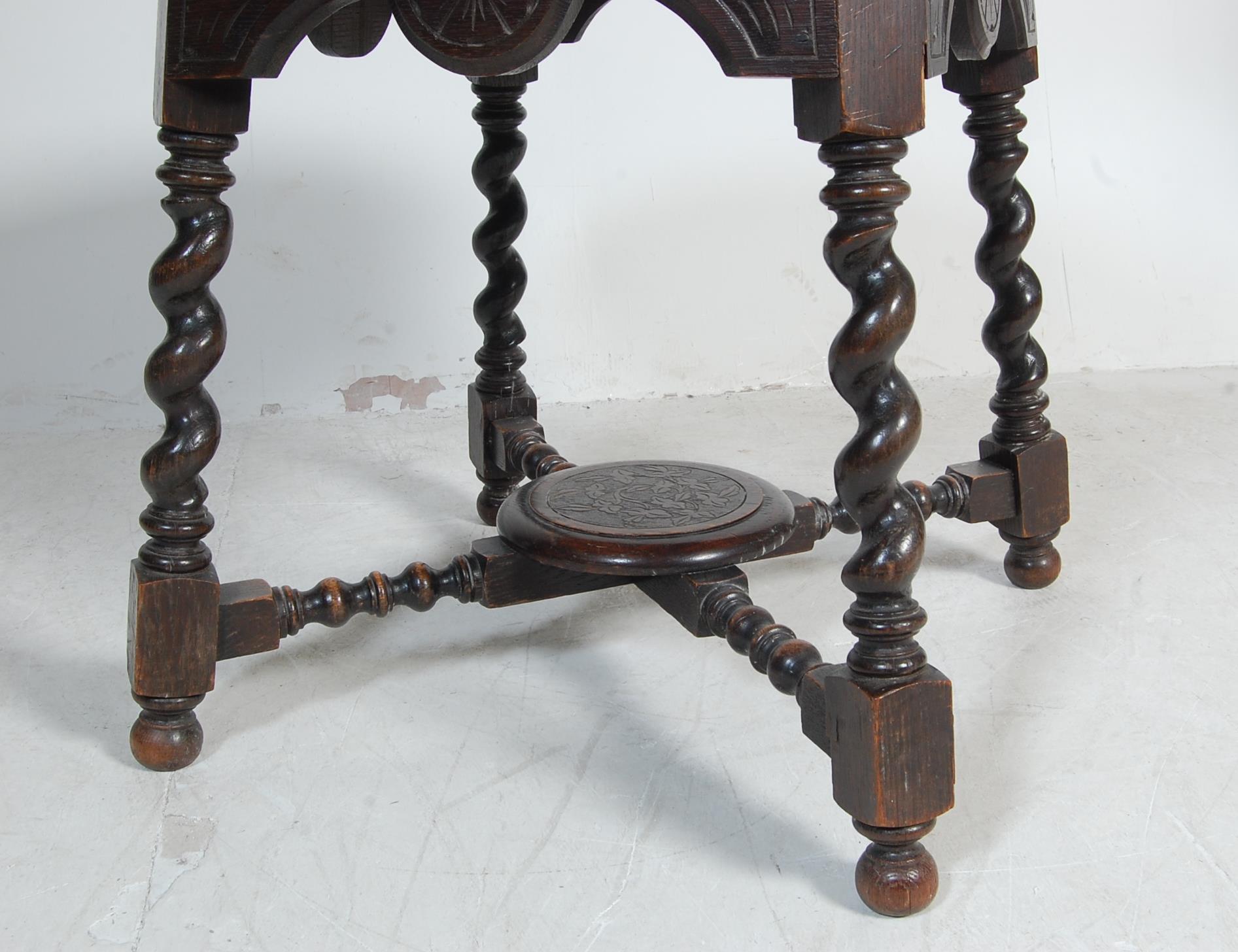 19TH CENTURY VICTORIAN CARVED OAK TABLE & CHAIRS - Image 7 of 19