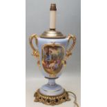 LARGE ANTIQUE HAND PAINTED FRENCH PARIS PORCELAIN TABLE LAMP