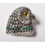 STAMPED STERLING SILVER OWL SHAPED BROOCH