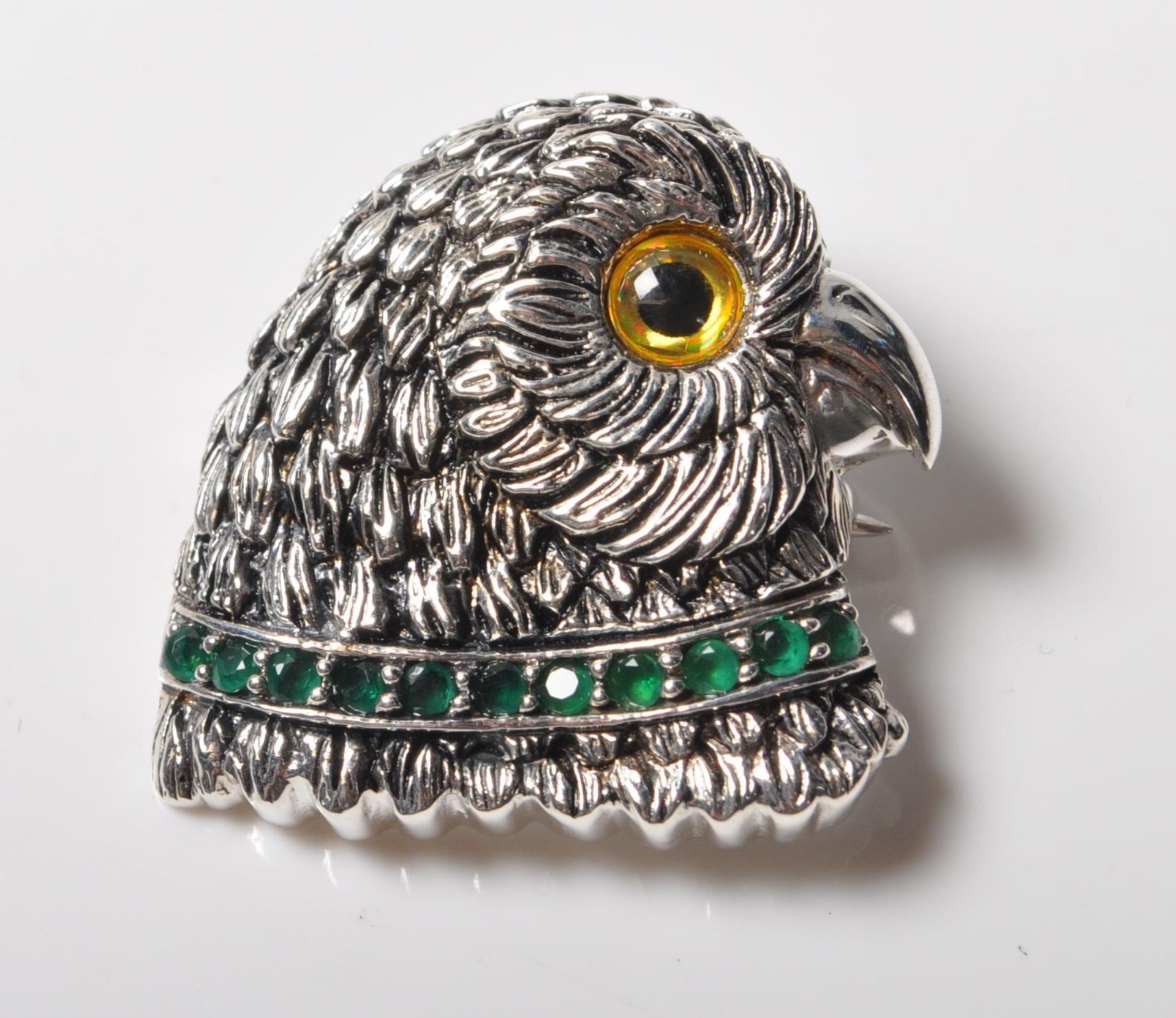 STAMPED STERLING SILVER OWL SHAPED BROOCH