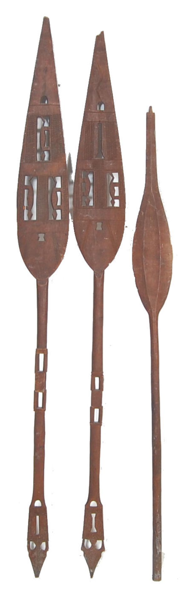 THREE 20TH CENTURY AFRICAN TRIBAL CEREMONIAL PADDLES