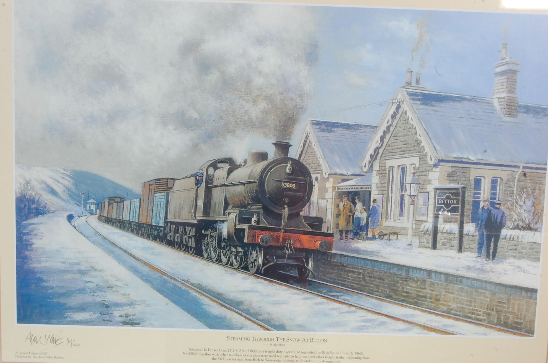 RAILWAY INTEREST - STEAMING THROUGH THE SNOW AT BITTON - LTD ED PRINT - Bild 2 aus 9