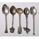 FIVE ANTIQUE & 20TH CENTURY SILVER SPOONS