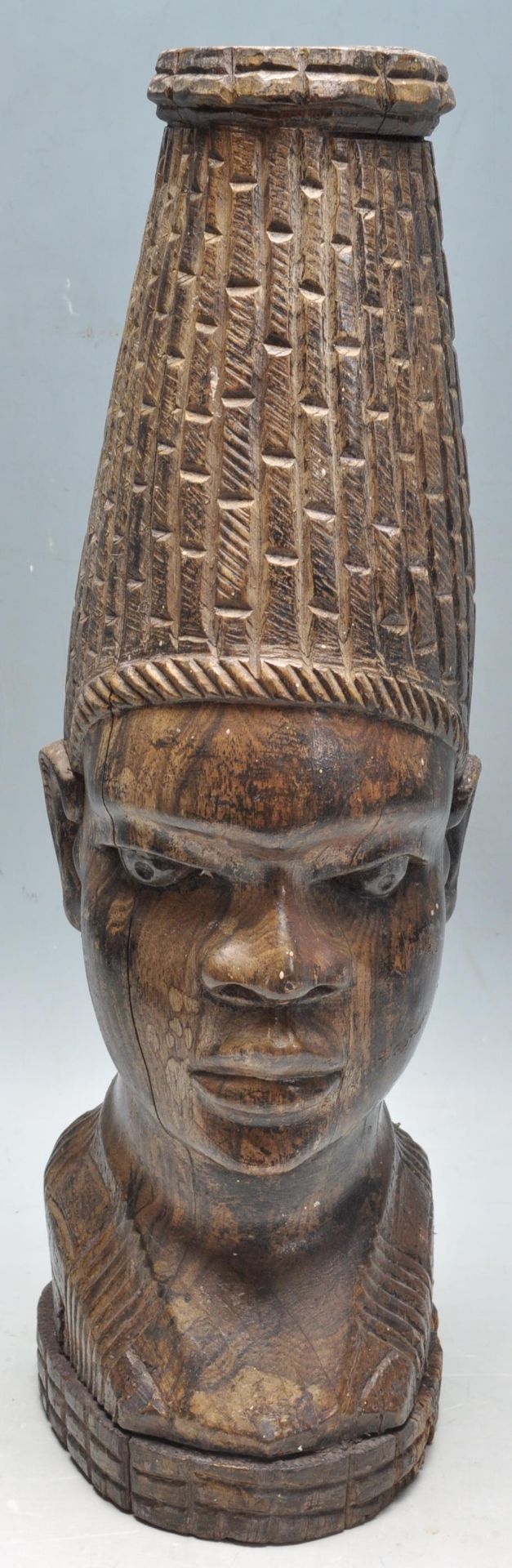 AFRICAN TRIBAL CARVED WOODEN LAMP BASE