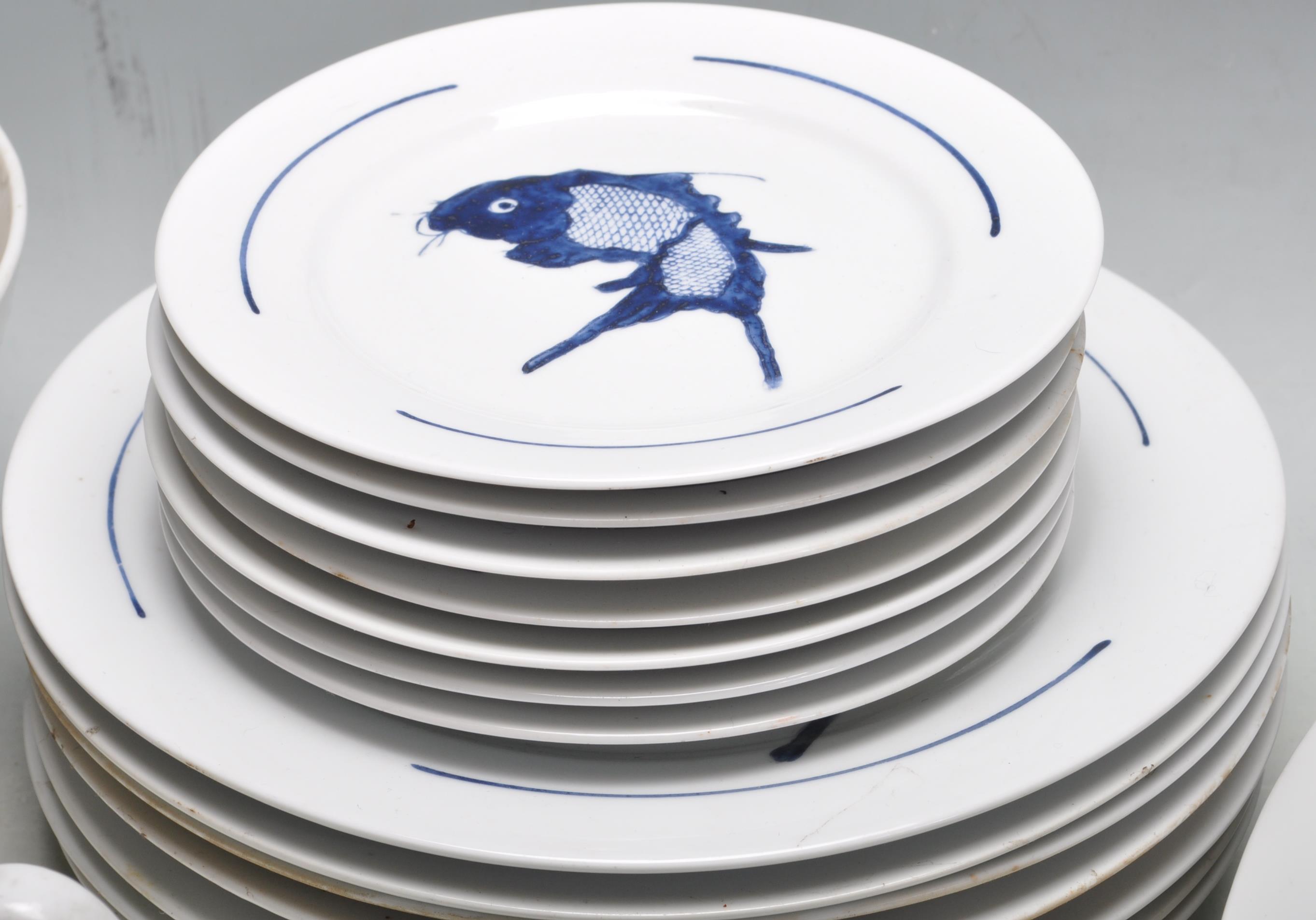 MID 20TH CENTURY RAOPING KOI CARP BLUE AND WHITE DINNER SERVICE - Image 7 of 9