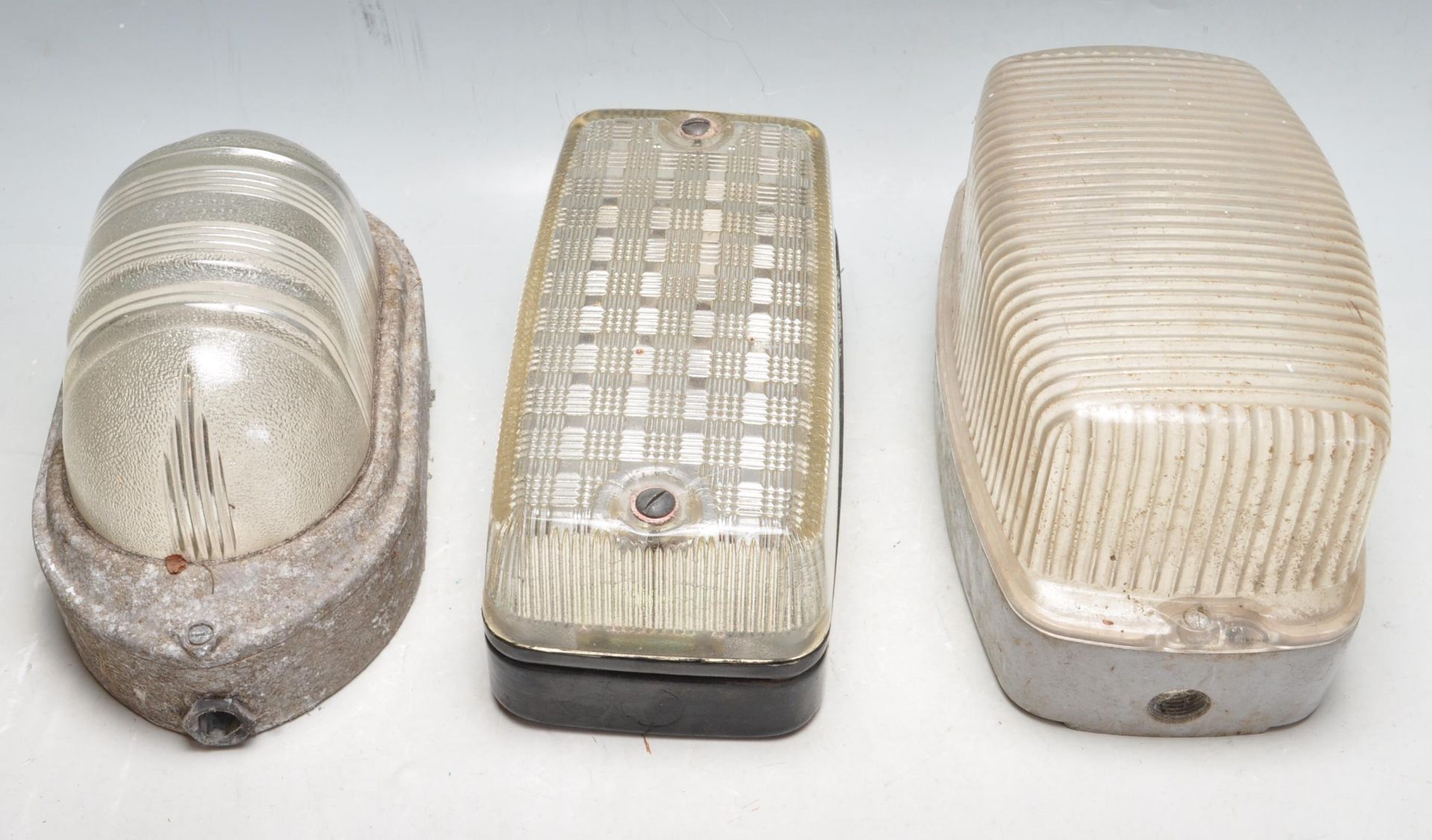 COLLECTION OF THREE RETRO VINTAGE INDUSTRIAL BULKHEAD LIGHTS