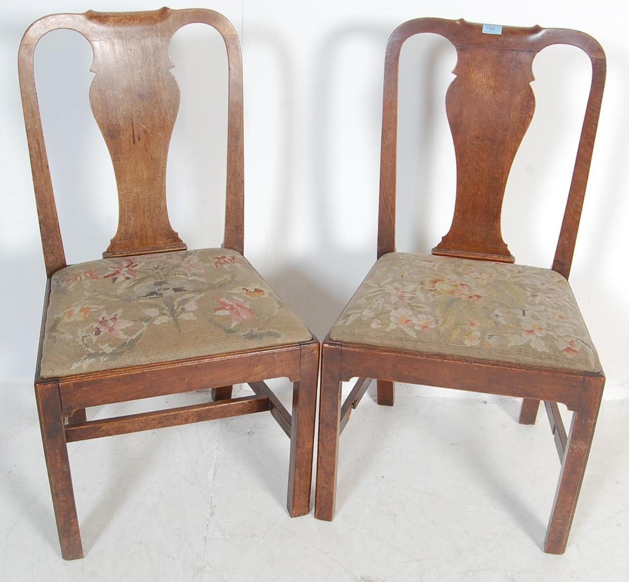 PAIR 18TH CENTURY QUEEN ANNE OAK BEDROOM CHAIRS - Image 2 of 8