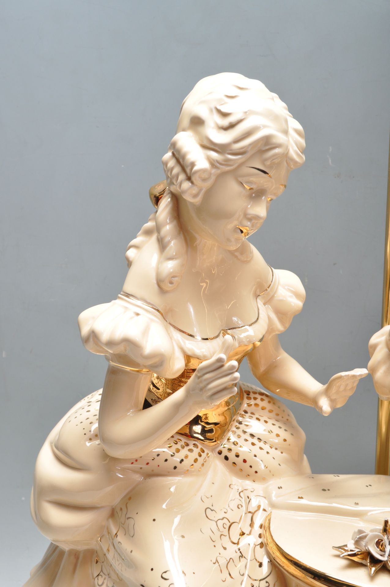 LARGE 20TH CENTURY CHINA CRINOLINE FIGURINE LAMP BASE - Image 4 of 10