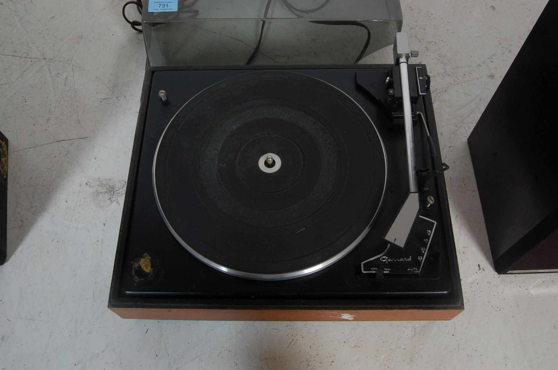 RETRO VINTAGE 20TH CENTURY TEAK WOOD CASE GARRARD RECORD PLAYER AND SPEAKERS - Bild 6 aus 8