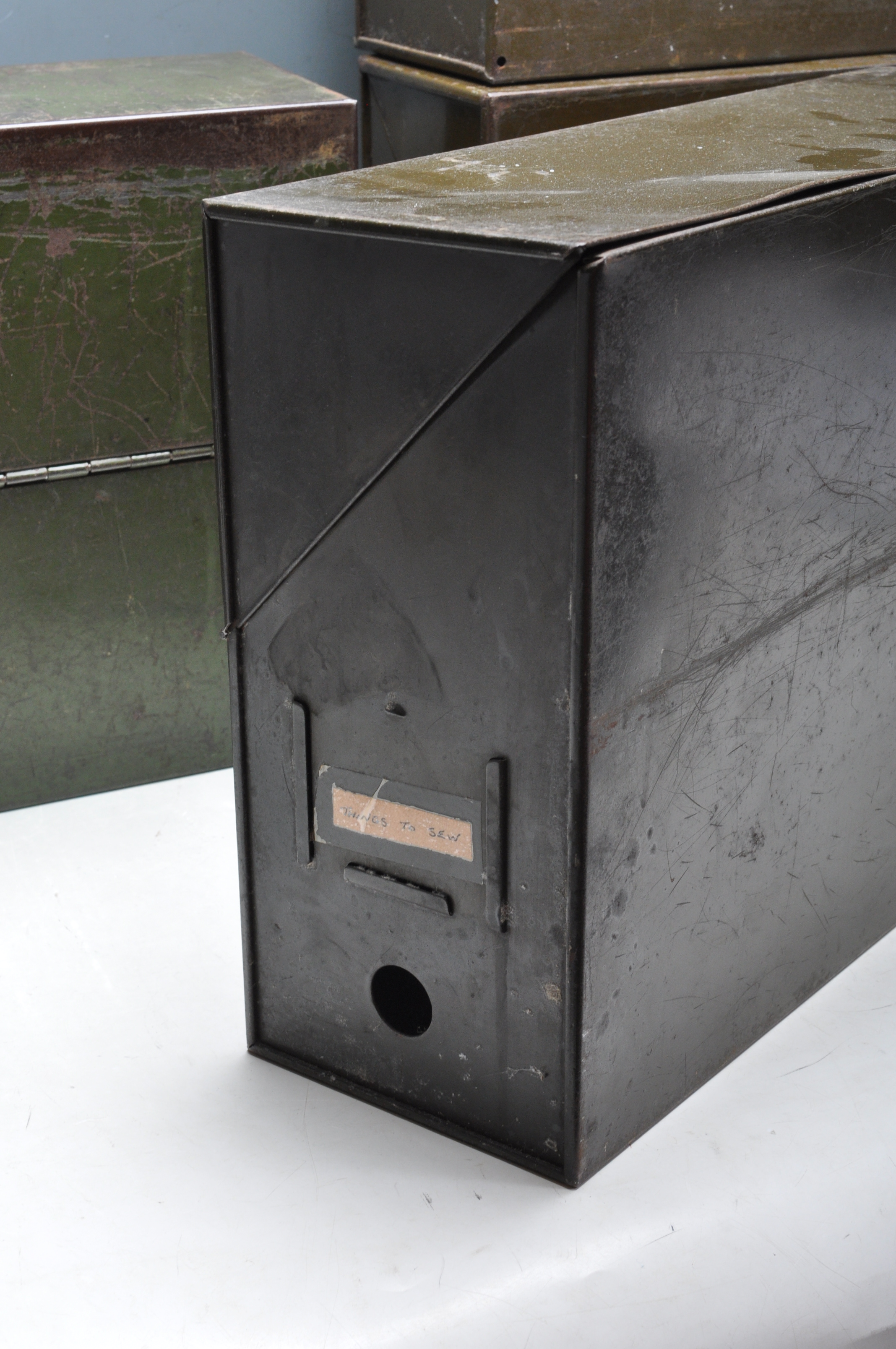 SET OF FOUR RETRO INDUSTRIAL OFFICE FILING BOXES - Image 3 of 7