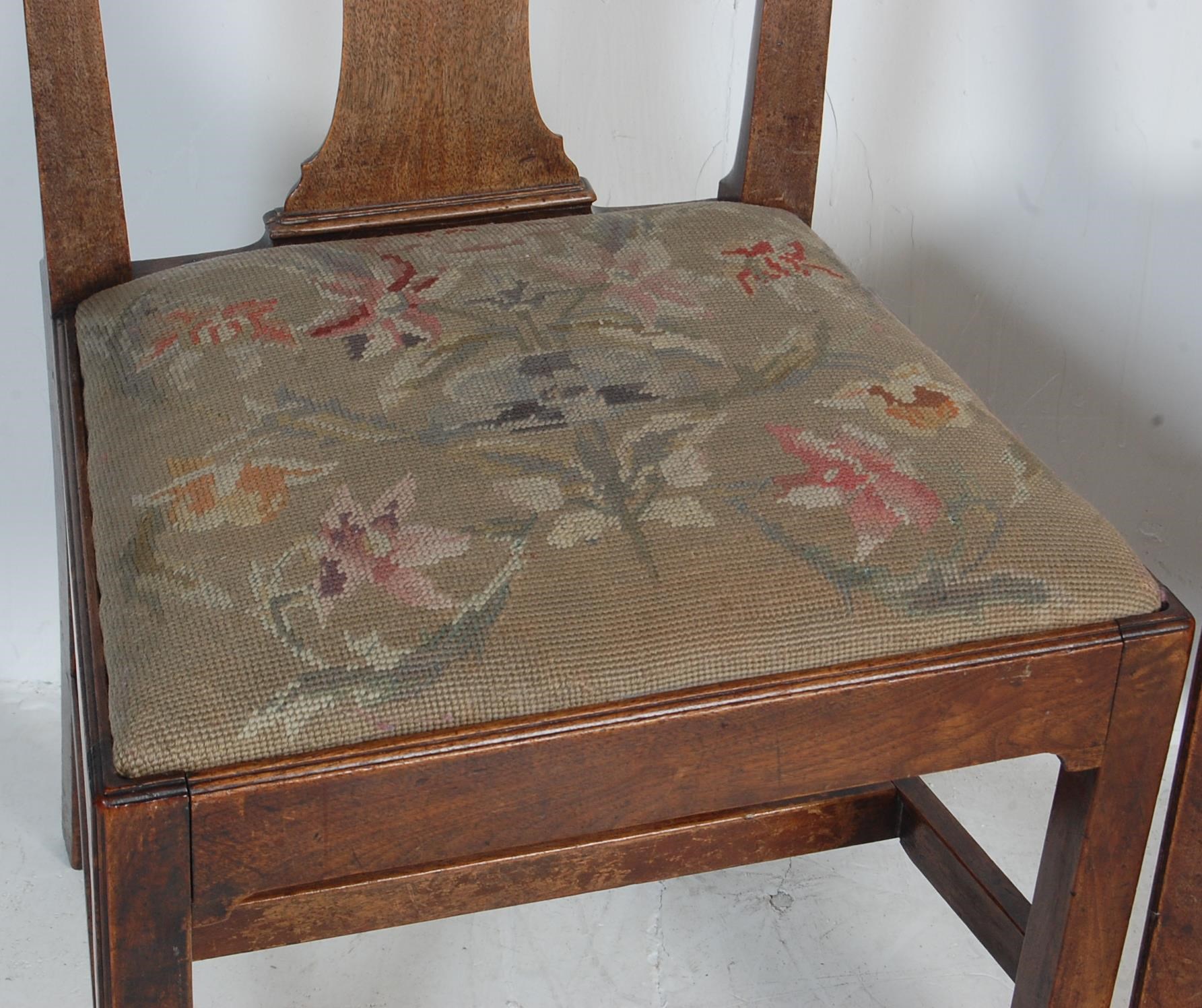 PAIR 18TH CENTURY QUEEN ANNE OAK BEDROOM CHAIRS - Image 3 of 8