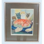 BERYL COOK ' FOUR HUNGRY CATS ' SIGNED LITHOGRAPH PRINT