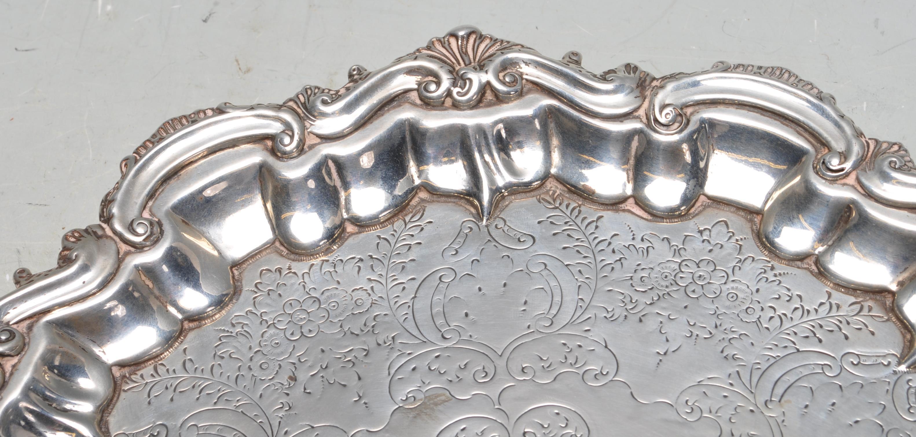 ANTIQUE BARKER BROTHERS SILVER SALVER - Image 3 of 6