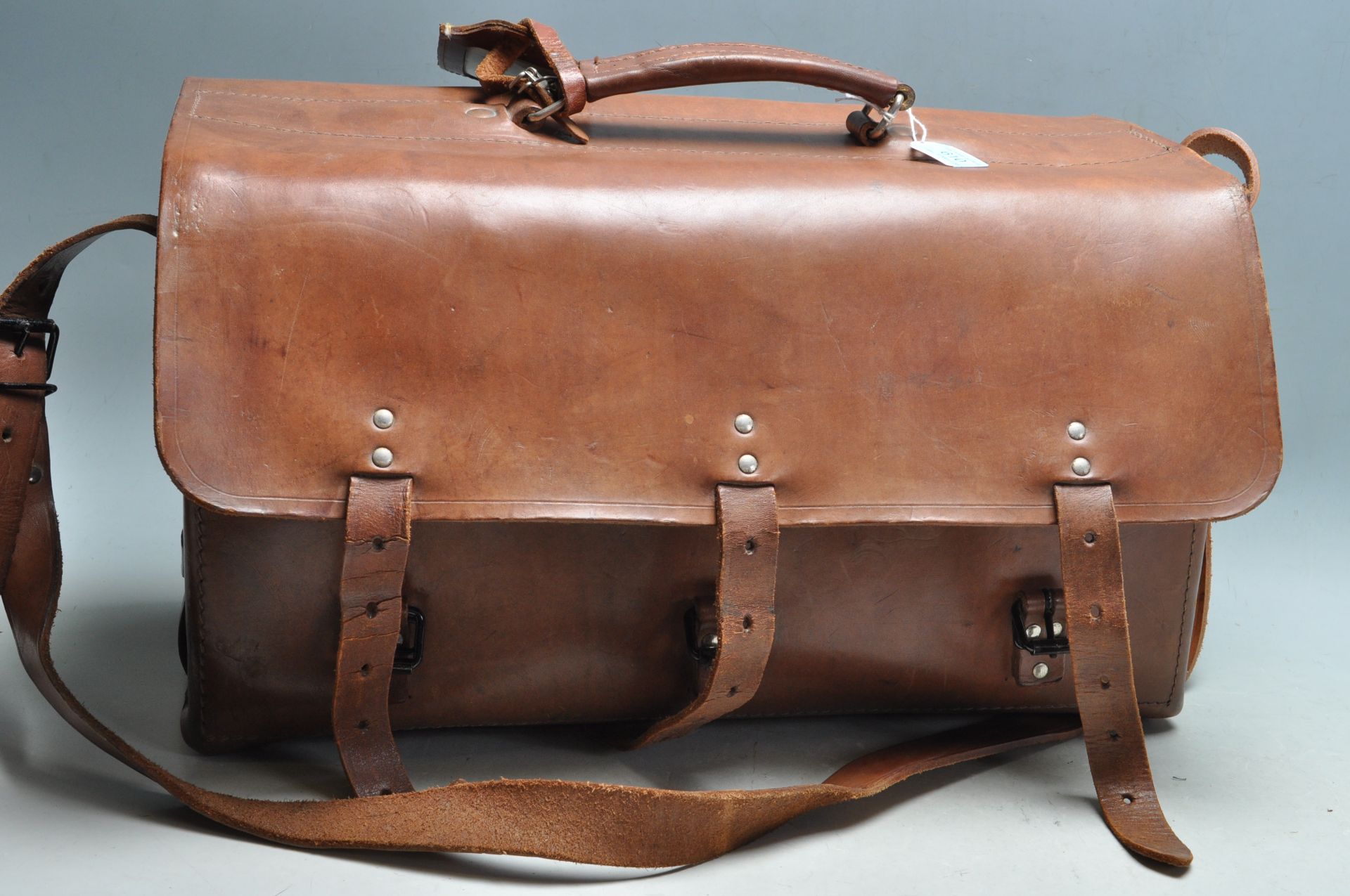 TWO MID CENTURY BROWN LEATHER BAGS - Image 6 of 9
