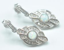 PAIR OF ART DECO STYLE STAMPED .925 STERLING SILVER EARRINGS