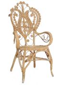 A VICTORIAN 19TH CENTURY WICKER PARLOUR CHAIR