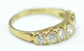 1970'S 18CT GOLD AND DIAMOND HALF HOOP RING