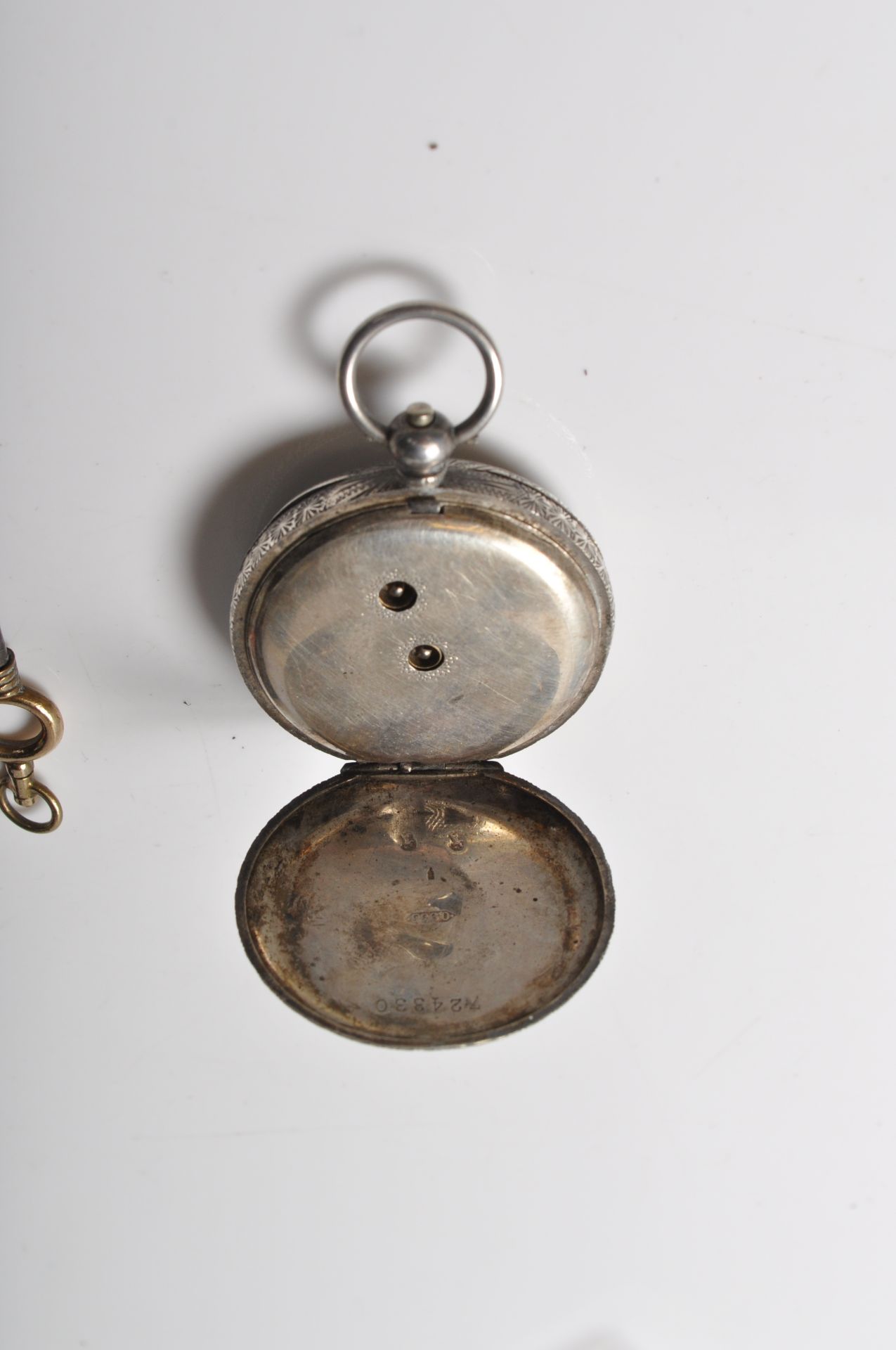 LADIES SILVER FOB WATCH AND KEY - Image 4 of 6